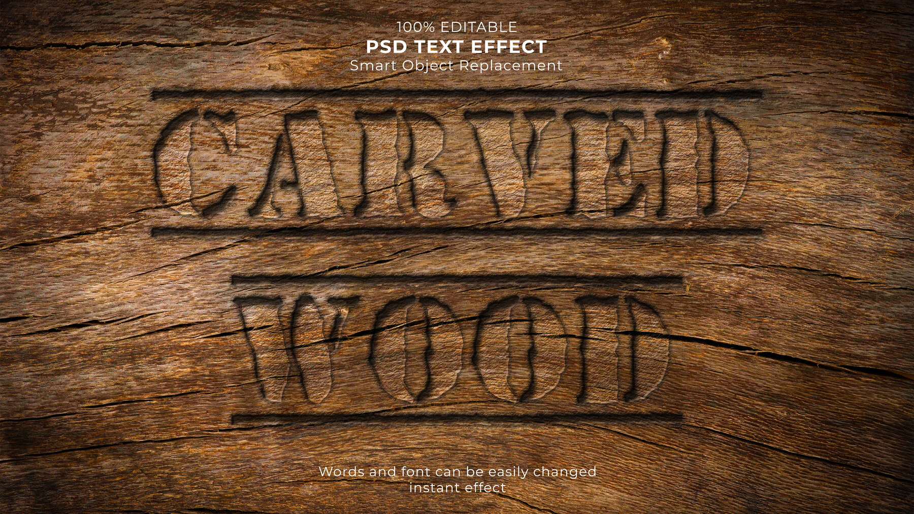 Artstation Carved Wood Psd Fully Editable Text Effect Layer Style