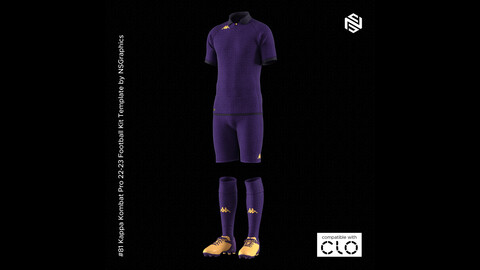 Kappa Kombat Pro 22-23 Football Kit for CLO3D & Marvelous Designer