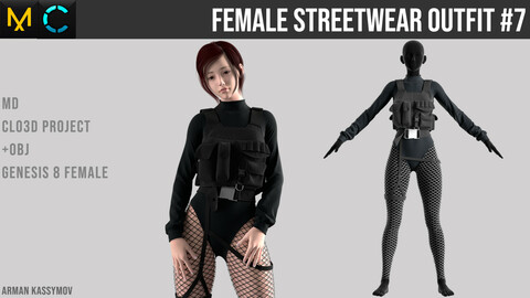 Female Streetwear Outfit #7 Marvelous Designer Project | +.obj