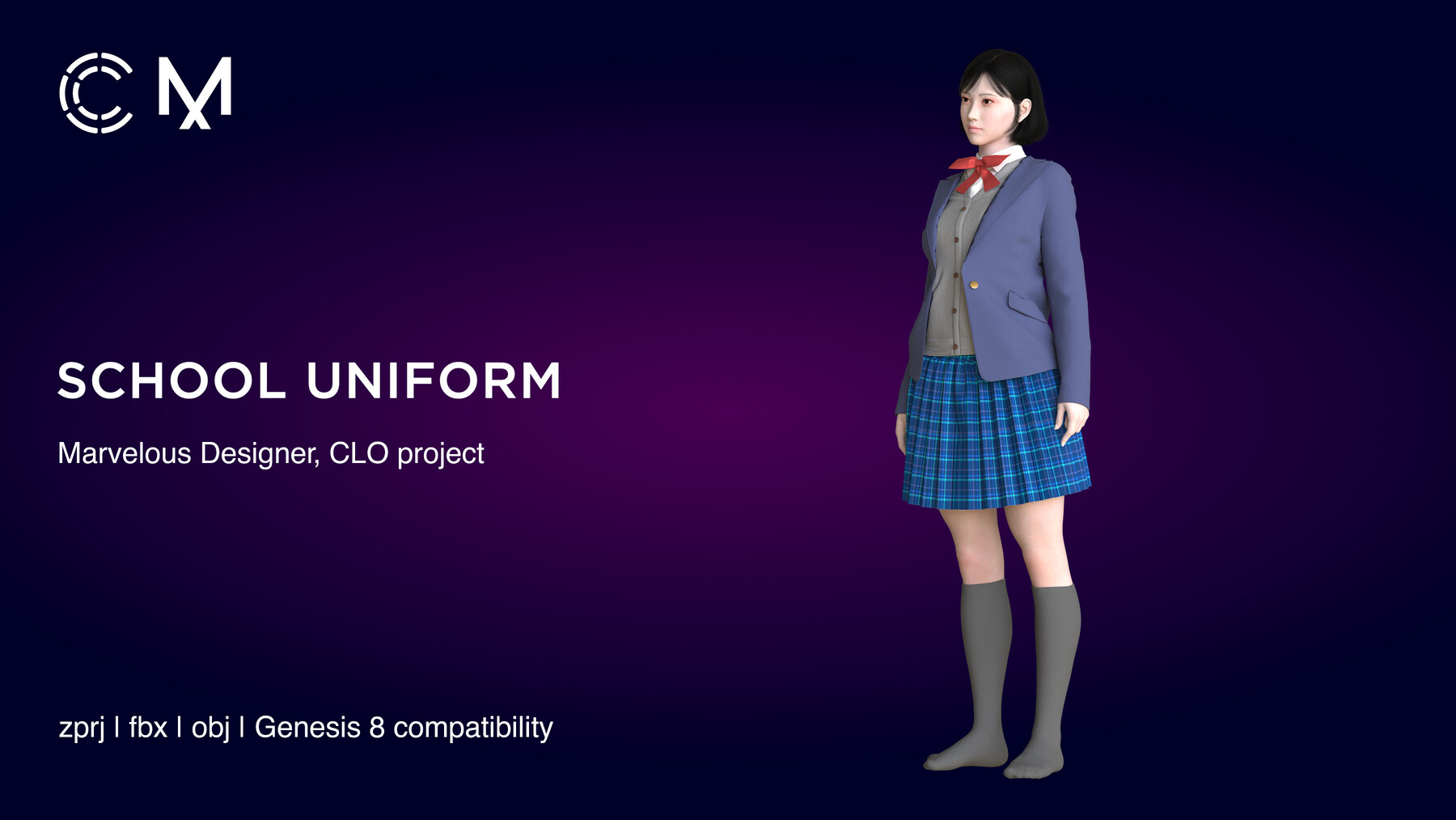 ArtStation School Uniform Marvelous Designer CLO3D project