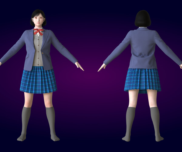 ArtStation - School Uniform | Marvelous Designer | CLO3D project ...