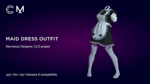 Maid Dress Outfit | Marvelous Designer | CLO3D project