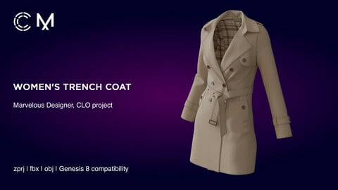 Women's Trench Coat | Marvelous Designer | CLO3D project