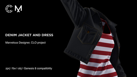 Denim Jacket and Dress | Marvelous Designer | CLO3D project