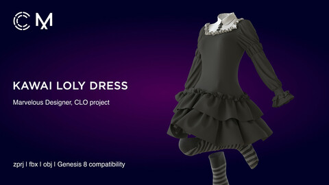 Kawai Loly Dress | Marvelous Designer | CLO3D project