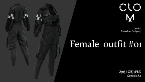 Female outfit #01 / Marvelous Designer/Clo3D project file + OBJ