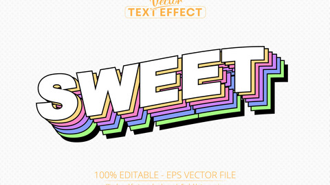 Sweet text effect, editable colorful text style