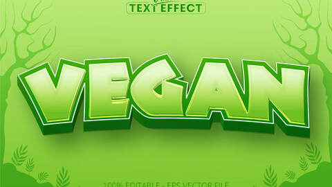 Cartoon text effect, editable vegan text and comic text style