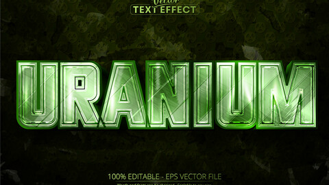 Uranium text effect, shiny and green color editable text style