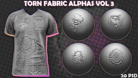 Torn Fabric Alphas vol. 3 for ZBrush