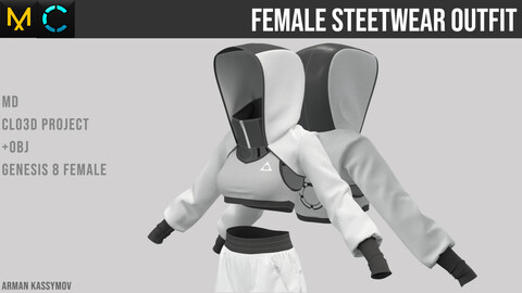 Female Streetwear Outfit Marvelous Designer Project | +.obj