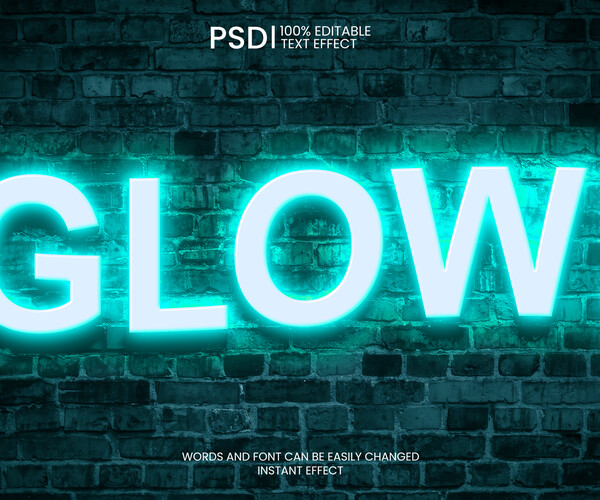 Premium PSD  Glowing game station console blue text effect smart object  mockup