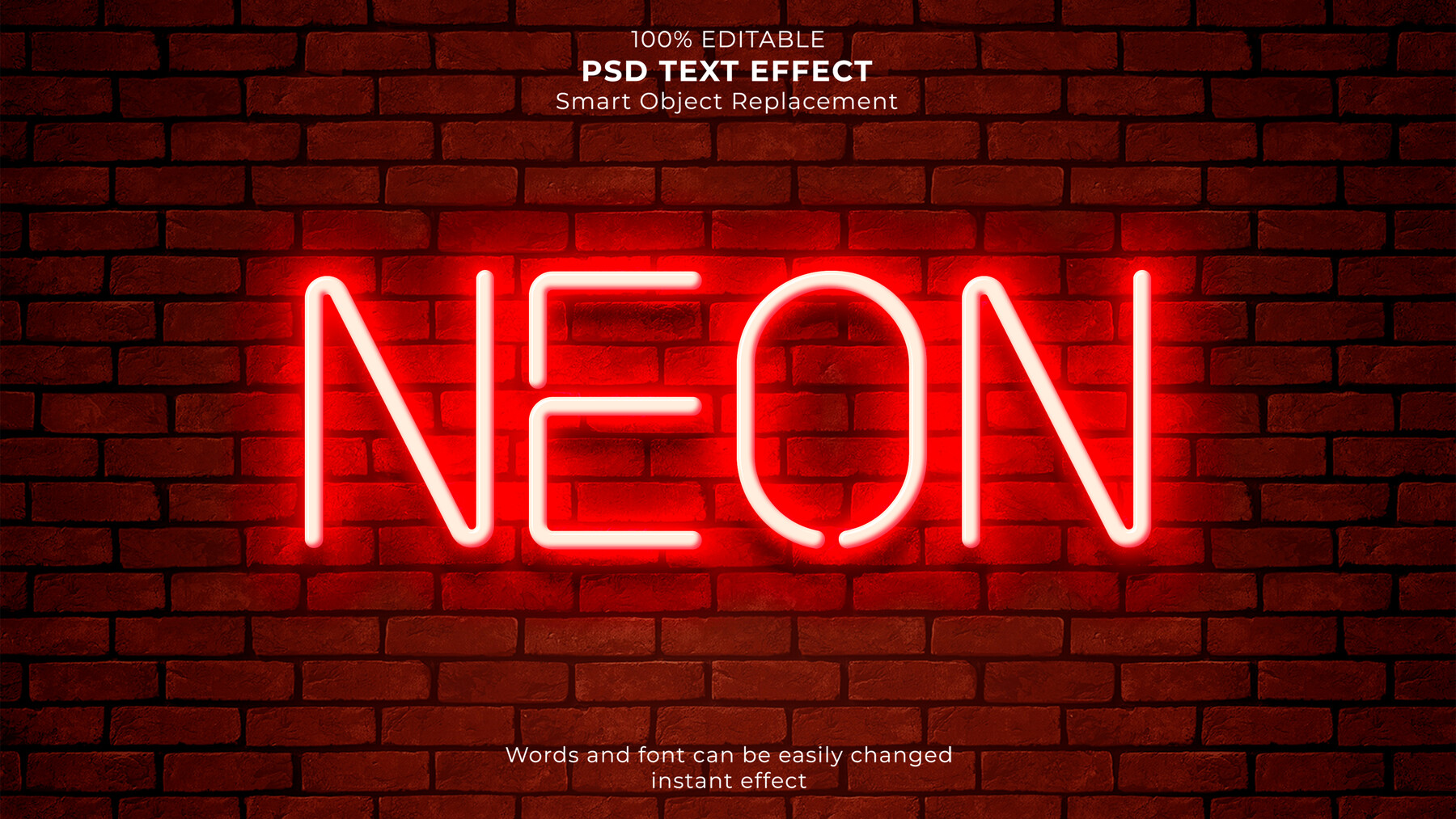 ArtStation - Neon red PSD fully editable text effect. Layer style PSD ...