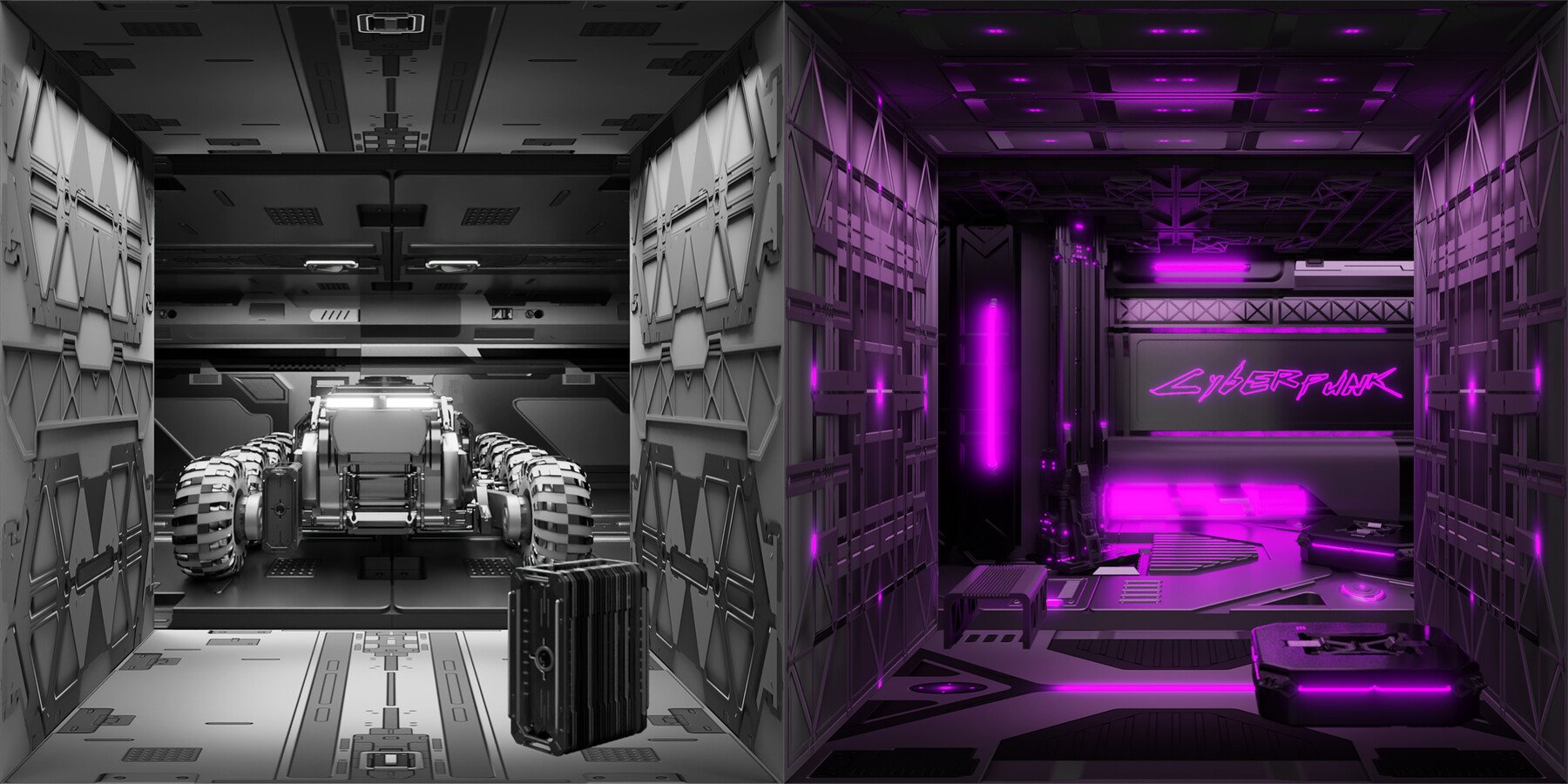 ArtStation - Sci Fi / Cyberpunk Parallax Rooms Library | One Click ...