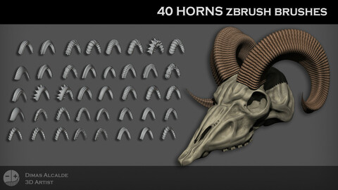 40 Horns IMM Brushes ZBRUSH [NEW] and 40 Geometries {Blender}