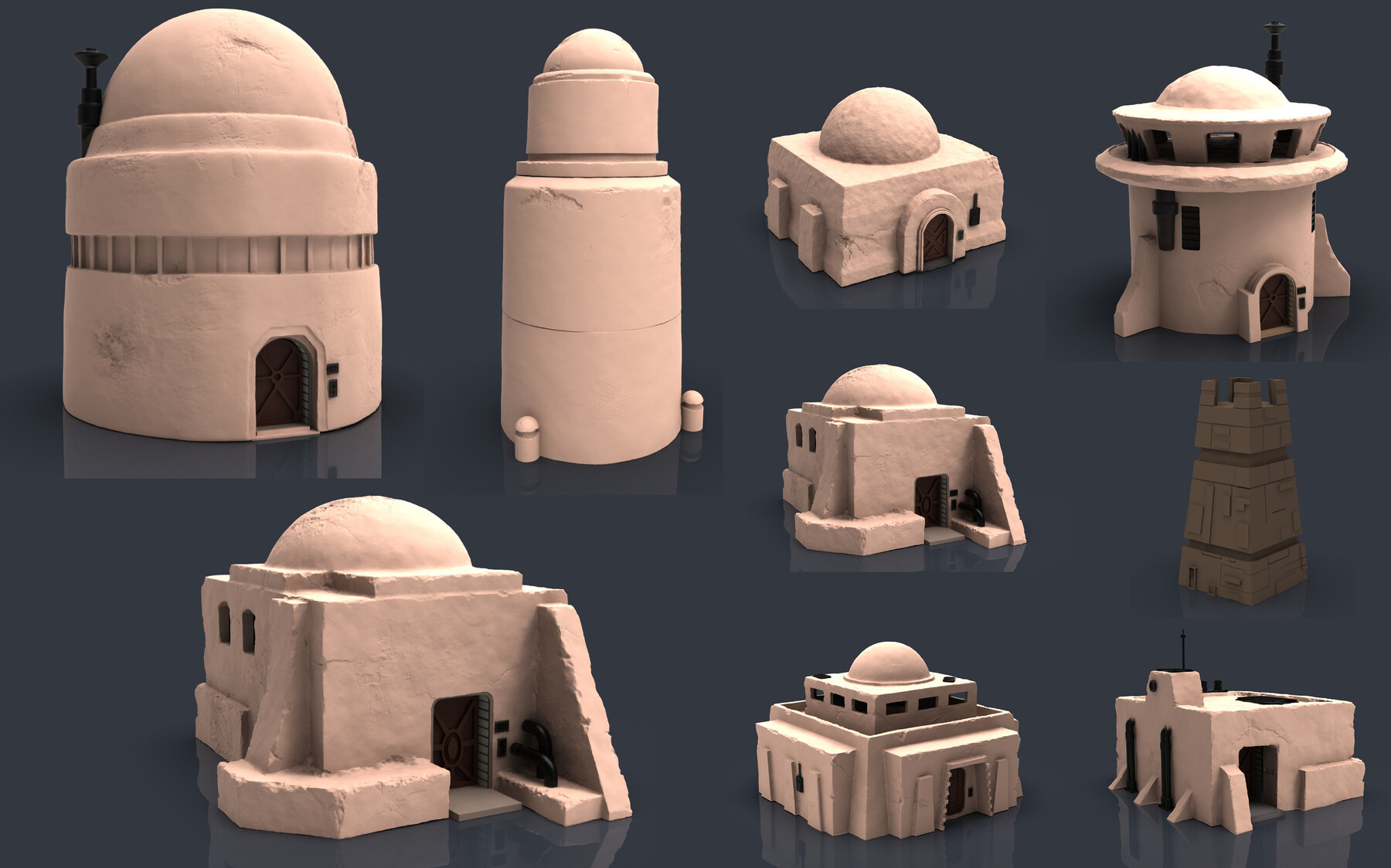 ArtStation Star wars tatooine buldings LEGION 3D print model Game