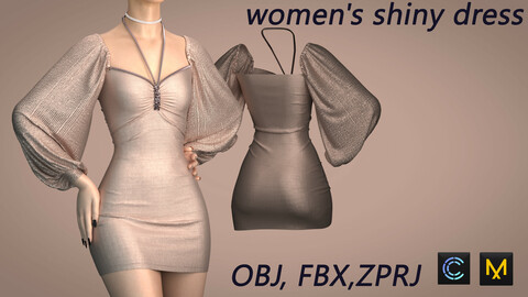 women's shiny dress clo3d