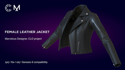 Female Leather jacket | Marvelous Designer | CLO3D project