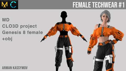 Female TechWear #1 Marvelous Designer Project | +.obj