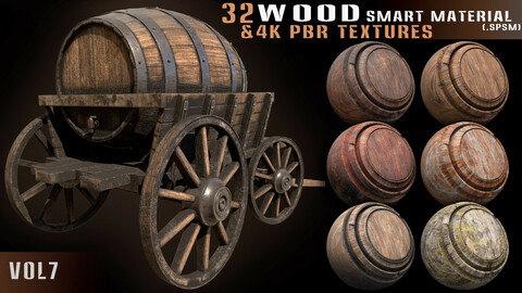 32 wood smart material + 4k PBR textures - Vol 7