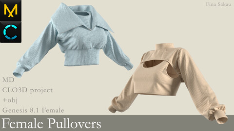 Female Pullovers #1. Marvelous Designer / Clo 3D project +obj