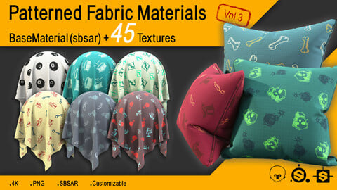 Patterned Fabric Materials + 45 Textures (4K) Vol 3