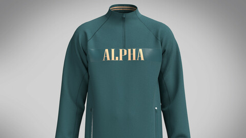 Sweatshirt Green Alpha Half Zip