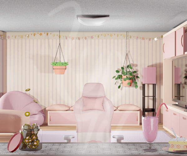 ArtStation Pink Room Background Artworks