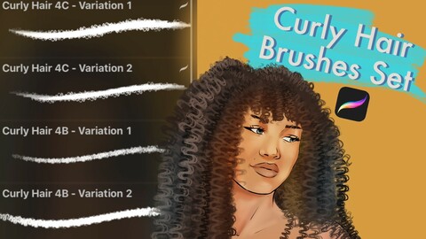 Curly Hair Brush Set for Procreate