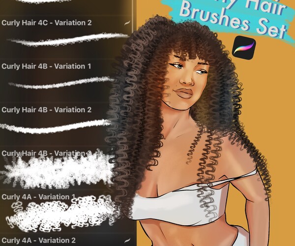 ArtStation Curly Hair Brush Set for Procreate Brushes