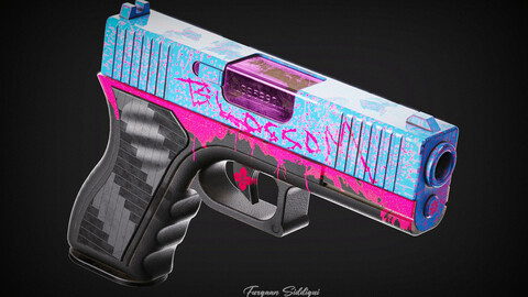 Glock Pistol Blossom Blueprint PBR Gun