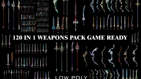 120 IN 1 WEAPONS PACK  GAME READY 3D MODEL