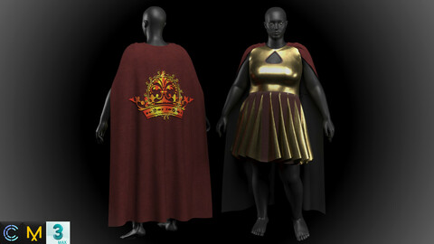 Womens clothing with cape             (MD/CLO3D + FBX + 3DMAX + CORONA)