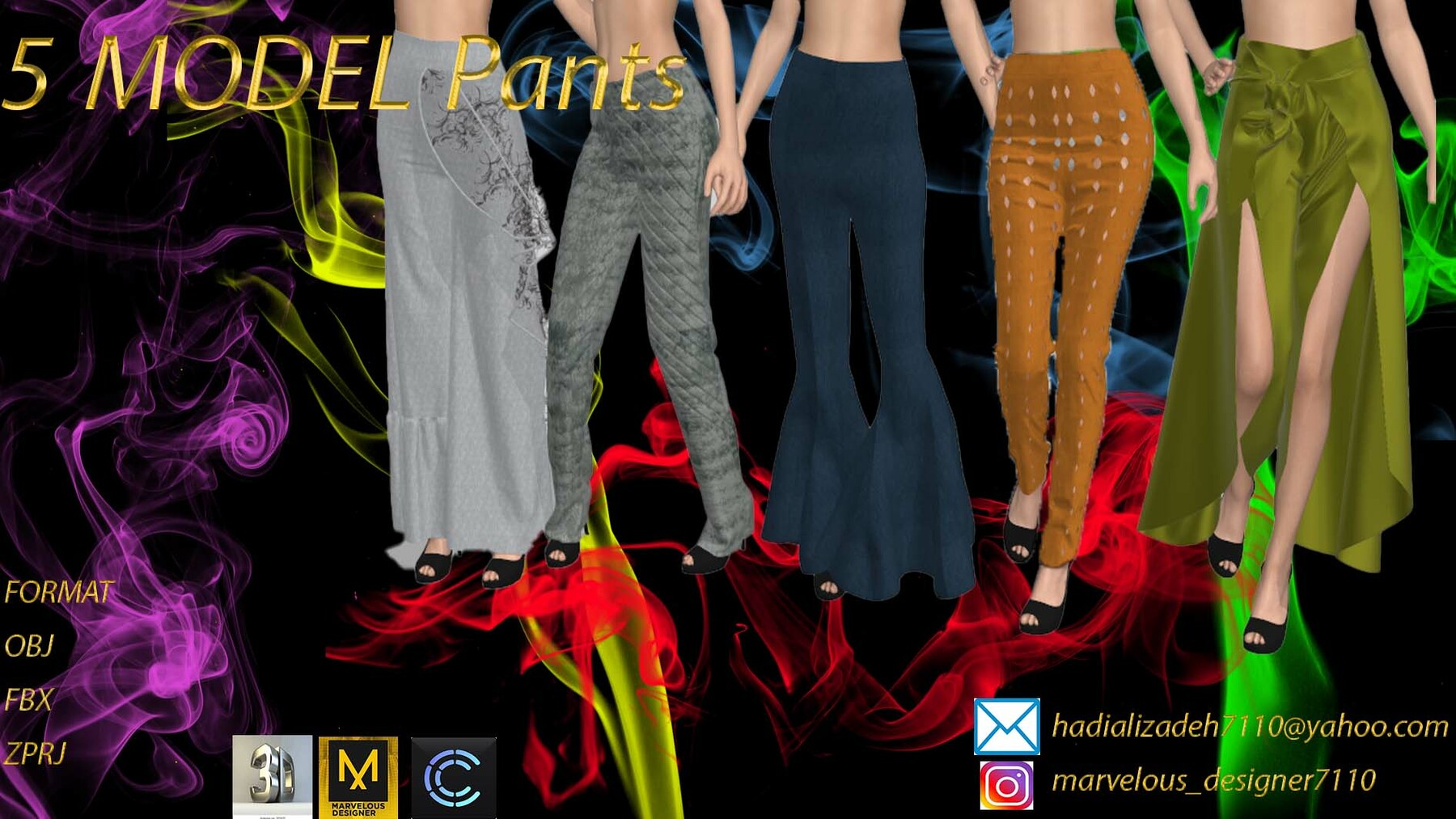 ArtStation - 5 model pants women | Game Assets