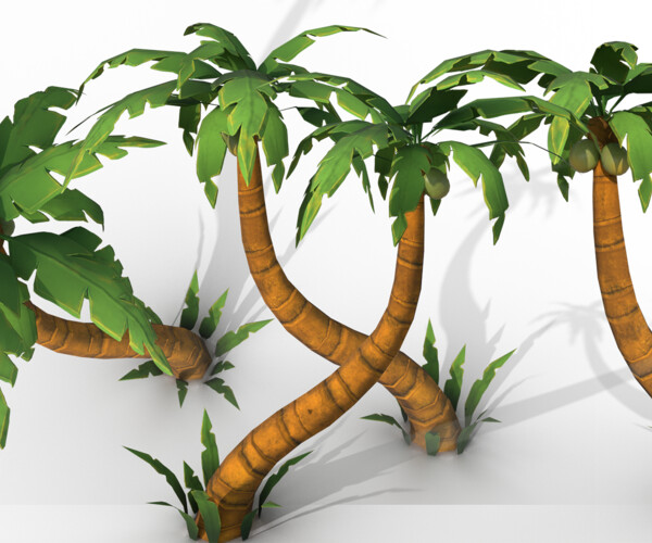 ArtStation - Stylized palm tree PBR game ready Low-poly 3D model ...