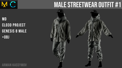 Male Streetwear Outfit Marvelous Designer Project | +.OBJ