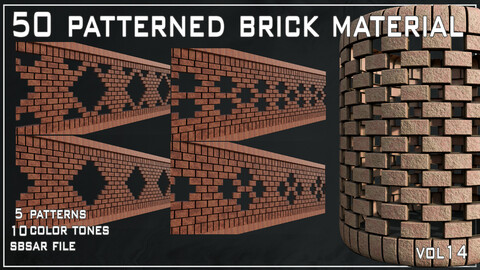 50 Patterned Brick Material -VOL14 (sbsar file)