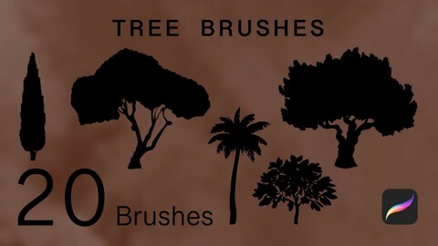 20 Tree brushes (Procreate)