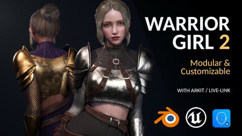 Warrior Girl 2 - Customizable Modular Game Character