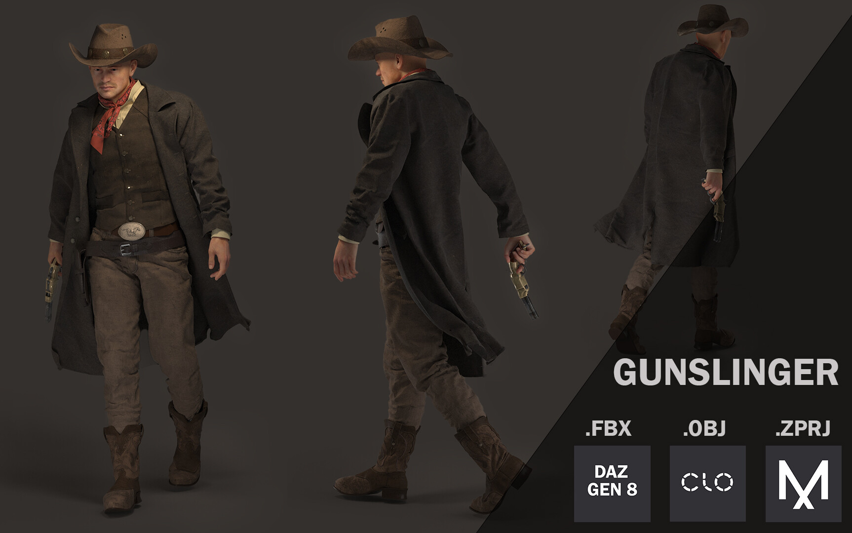 ArtStation - Gunslinger| .obj .fbx .zprj | Game Assets