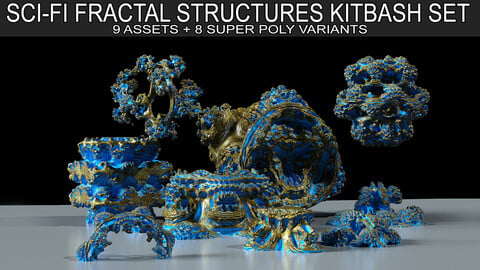 Fractal Sci-Fi Alien Structures Kitbash 3D Assets