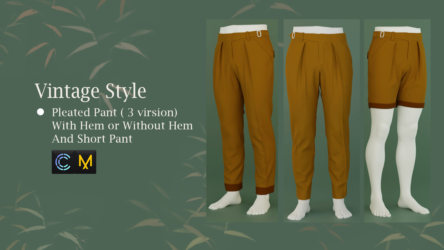ArtStation - Vintage Style Pleated Pants for Men's (Marvelous