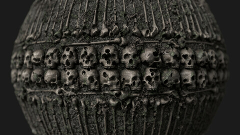 Catacomb Wall with Bones and Skulls PBR Procedural Material 001