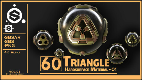 60 Triangle Hardsurface Matarial - VOL 01 ( 4K Alpha + SBSAR )