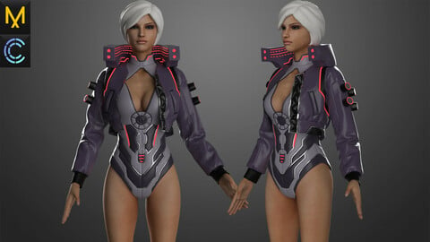 CyberPunk Outfit Female OBJ mtl FBX ZPRJ