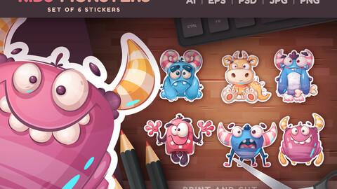 Kids Kids Monsters Bundle | Stickers For Cricut PNG