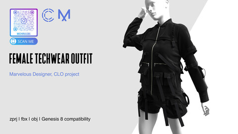 Female Techwear Outfit | Marvelous Designer | CLO3D project