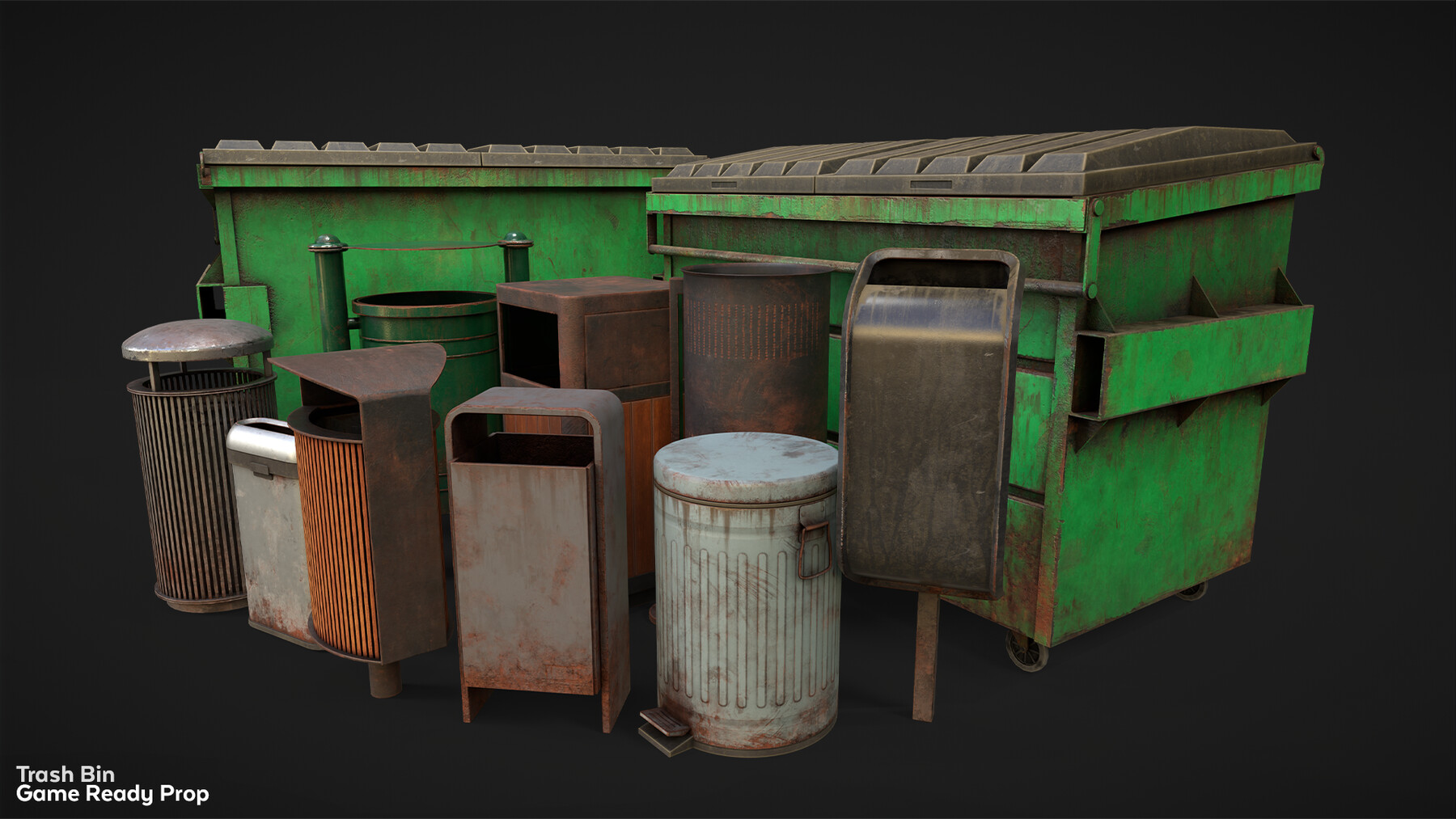 ArtStation Trash bin Game Ready Prop Game Assets