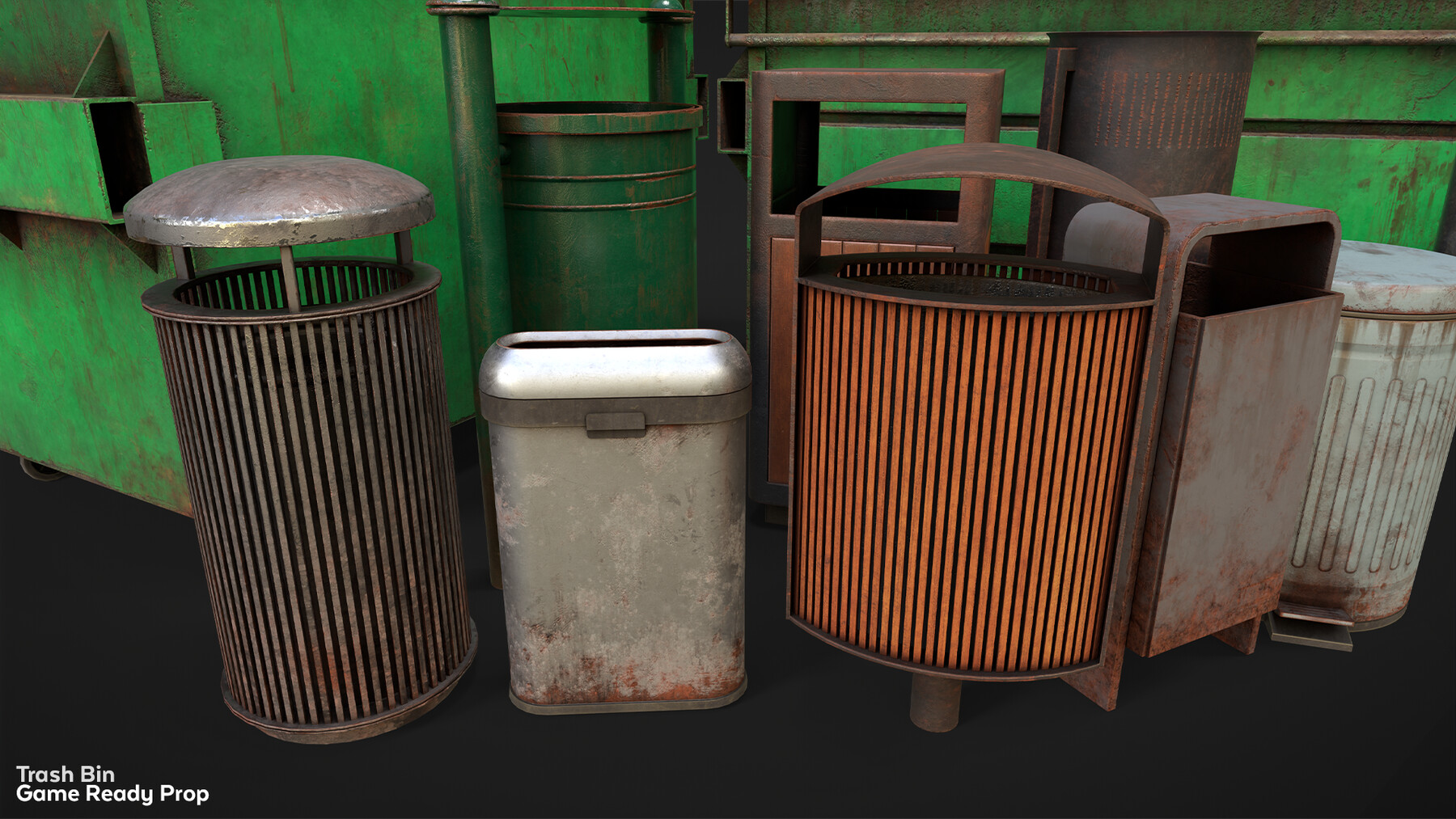 ArtStation Trash bin Game Ready Prop Game Assets