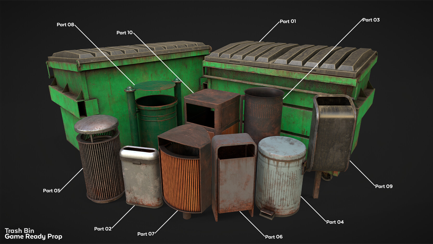 ArtStation Trash bin Game Ready Prop Game Assets